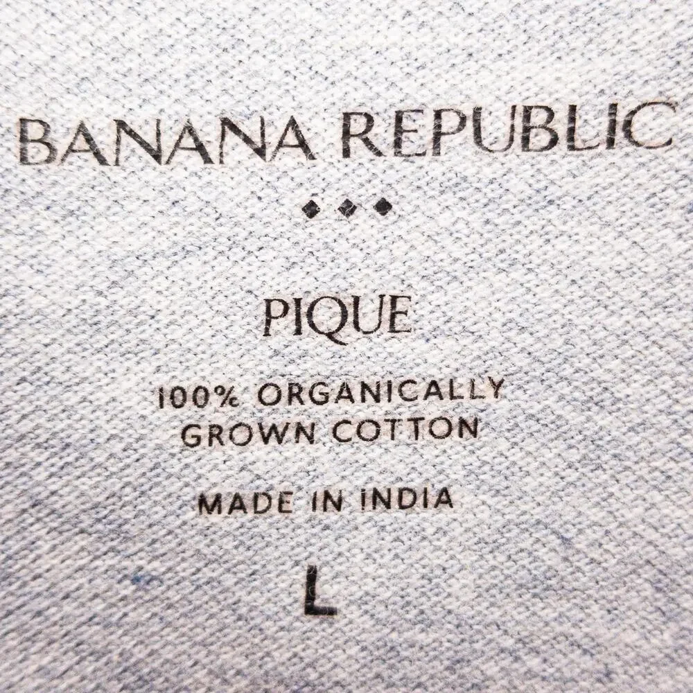 Banana Republic Men's Large Organic Cotton Pique Polo Shirt Gray Short Sleeve